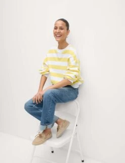 Pure Cotton Striped Crew Neck Sweatshirt -Marksandspencer Sale Store pure cotton striped crew neck sweatshirt 11