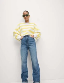 Pure Cotton Striped Crew Neck Sweatshirt -Marksandspencer Sale Store pure cotton striped crew neck sweatshirt 12