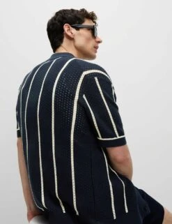 Pure Cotton Striped Knitted Polo Shirt -Marksandspencer Sale Store pure cotton striped knitted polo shirt 12