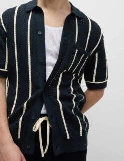 Pure Cotton Striped Knitted Polo Shirt -Marksandspencer Sale Store pure cotton striped knitted polo shirt 13