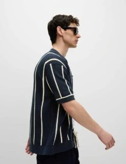 Pure Cotton Striped Knitted Polo Shirt -Marksandspencer Sale Store pure cotton striped knitted polo shirt 15