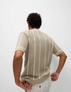 Pure Cotton Striped Knitted Polo Shirt -Marksandspencer Sale Store pure cotton striped knitted polo shirt 5