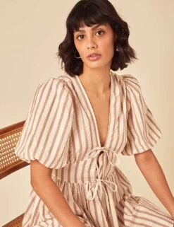 Pure Cotton Striped Mini Smock Dress -Marksandspencer Sale Store pure cotton striped mini smock dress 5