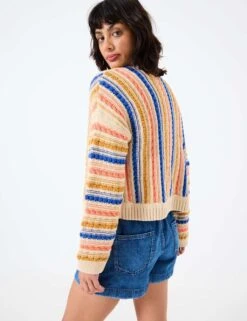 Pure Cotton Striped Open Front Cardigan -Marksandspencer Sale Store pure cotton striped open front cardigan 9