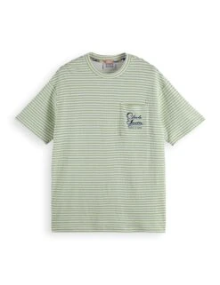 Scotch & Soda Pure Cotton Striped Pocket Logo T-Shirt -Marksandspencer Sale Store pure cotton striped pocket logo t shirt 7