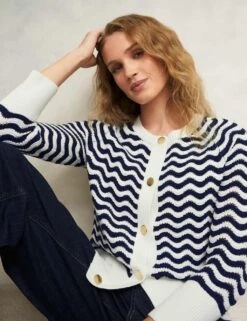 Pure Cotton Striped Pointelle Cardigan -Marksandspencer Sale Store pure cotton striped pointelle cardigan 12