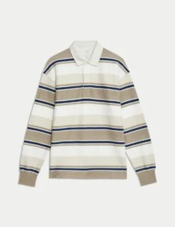Pure Cotton Striped Rugby Shirt -Marksandspencer Sale Store pure cotton striped rugby shirt 10