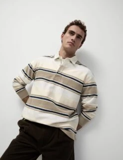 Pure Cotton Striped Rugby Shirt -Marksandspencer Sale Store pure cotton striped rugby shirt 11