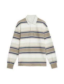 Pure Cotton Striped Rugby Shirt -Marksandspencer Sale Store pure cotton striped rugby shirt