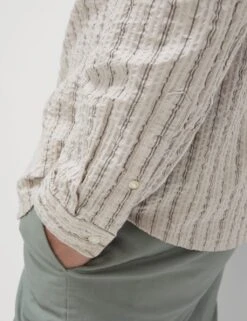 Pure Cotton Striped Seersucker Shirt -Marksandspencer Sale Store pure cotton striped seersucker shirt 10