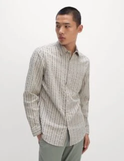 Pure Cotton Striped Seersucker Shirt -Marksandspencer Sale Store pure cotton striped seersucker shirt 11