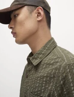 Pure Cotton Striped Seersucker Shirt -Marksandspencer Sale Store pure cotton striped seersucker shirt 16