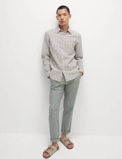 Pure Cotton Striped Seersucker Shirt -Marksandspencer Sale Store pure cotton striped seersucker shirt 8