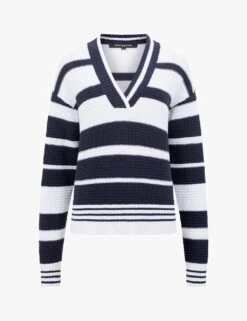 French Connection Pure Cotton Striped V-Neck Jumper 9 French Connection Pure Cotton Striped V-Neck Jumper -Marksandspencer Sale Store pure cotton striped v neck jumper 3