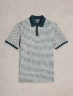 WHITE STUFF Pure Cotton Tape Print Polo Shirt -Marksandspencer Sale Store pure cotton tape print polo shirt 6