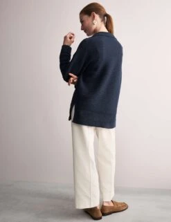 Jaeger Pure Cotton Textured Collared Relaxed Jumper -Marksandspencer Sale Store pure cotton textured collared relaxed jumper 7