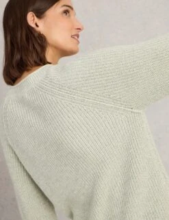 WHITE STUFF Pure Cotton Textured Crew Neck Jumper -Marksandspencer Sale Store pure cotton textured crew neck jumper 15