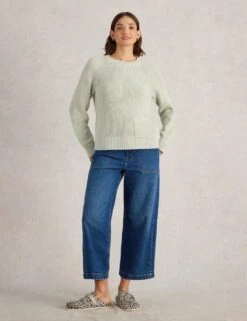 WHITE STUFF Pure Cotton Textured Crew Neck Jumper -Marksandspencer Sale Store pure cotton textured crew neck jumper 17