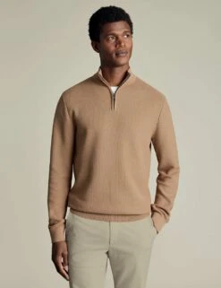 Pure Cotton Textured Half-Zip Jumper -Marksandspencer Sale Store pure cotton textured half zip jumper 13