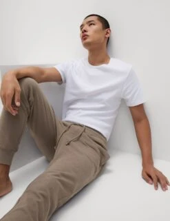 Pure Cotton Textured Joggers -Marksandspencer Sale Store pure cotton textured joggers 6
