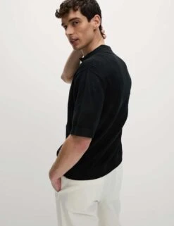 Pure Cotton Textured Knitted Polo Shirt -Marksandspencer Sale Store pure cotton textured knitted polo shirt 14