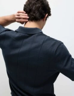 Pure Cotton Textured Knitted Polo Shirt -Marksandspencer Sale Store pure cotton textured knitted polo shirt 6