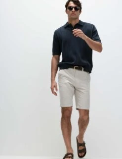 Pure Cotton Textured Knitted Polo Shirt -Marksandspencer Sale Store pure cotton textured knitted polo shirt 8