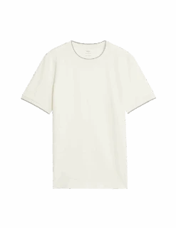 Pure Cotton Textured T-Shirt -Marksandspencer Sale Store pure cotton textured t shirt 2