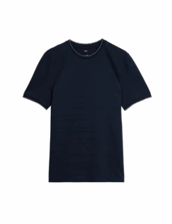 Pure Cotton Textured T-Shirt -Marksandspencer Sale Store pure cotton textured t shirt