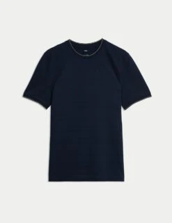 Pure Cotton Textured T-Shirt -Marksandspencer Sale Store pure cotton textured t shirt 8
