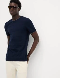 Pure Cotton Textured T-Shirt -Marksandspencer Sale Store pure cotton textured t shirt 9