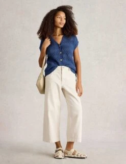 WHITE STUFF Pure Cotton Textured V-Neck Knitted Waistcoat 28 WHITE STUFF Pure Cotton Textured V-Neck Knitted Waistcoat -Marksandspencer Sale Store pure cotton textured v neck knitted waistcoat 10