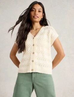 WHITE STUFF Pure Cotton Textured V-Neck Knitted Waistcoat 30 WHITE STUFF Pure Cotton Textured V-Neck Knitted Waistcoat -Marksandspencer Sale Store pure cotton textured v neck knitted waistcoat 12