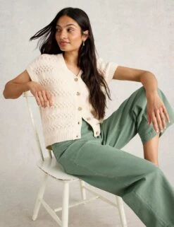 WHITE STUFF Pure Cotton Textured V-Neck Knitted Waistcoat 33 WHITE STUFF Pure Cotton Textured V-Neck Knitted Waistcoat -Marksandspencer Sale Store pure cotton textured v neck knitted waistcoat 15