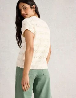 WHITE STUFF Pure Cotton Textured V-Neck Knitted Waistcoat 34 WHITE STUFF Pure Cotton Textured V-Neck Knitted Waistcoat -Marksandspencer Sale Store pure cotton textured v neck knitted waistcoat 16