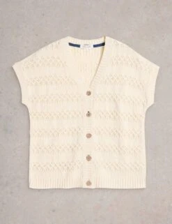 WHITE STUFF Pure Cotton Textured V-Neck Knitted Waistcoat 35 WHITE STUFF Pure Cotton Textured V-Neck Knitted Waistcoat -Marksandspencer Sale Store pure cotton textured v neck knitted waistcoat 17