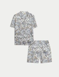 Pure Cotton Tropical Print Pyjama Set -Marksandspencer Sale Store pure cotton tropical print pyjama set 5
