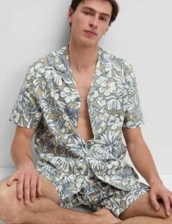 Pure Cotton Tropical Print Pyjama Set -Marksandspencer Sale Store pure cotton tropical print pyjama set 7