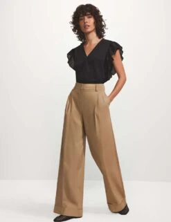 Pure Cotton Turn Up Wide Leg Chinos -Marksandspencer Sale Store pure cotton turn up wide leg chinos 4