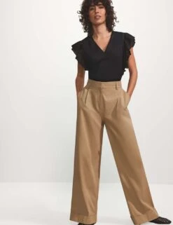Pure Cotton Turn Up Wide Leg Chinos -Marksandspencer Sale Store pure cotton turn up wide leg chinos 5