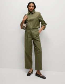 Pure Cotton Twill Barrel Leg Trousers -Marksandspencer Sale Store pure cotton twill barrel leg trousers 11