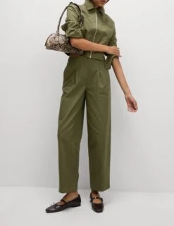 Pure Cotton Twill Barrel Leg Trousers -Marksandspencer Sale Store pure cotton twill barrel leg trousers 12