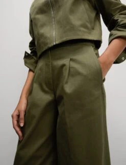 Pure Cotton Twill Barrel Leg Trousers -Marksandspencer Sale Store pure cotton twill barrel leg trousers 13