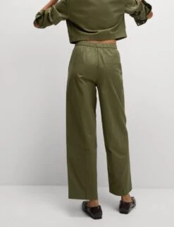 Pure Cotton Twill Barrel Leg Trousers -Marksandspencer Sale Store pure cotton twill barrel leg trousers 14