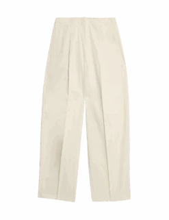 Pure Cotton Twill Barrel Leg Trousers -Marksandspencer Sale Store pure cotton twill barrel leg trousers