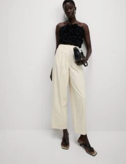 Pure Cotton Twill Barrel Leg Trousers -Marksandspencer Sale Store pure cotton twill barrel leg trousers 6