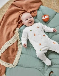 Pure Cotton Woodland Sleepsuit (0-9 Mths) -Marksandspencer Sale Store pure cotton woodland sleepsuit 0 9 mths 1 5