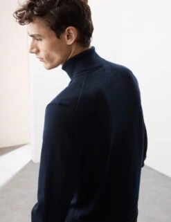 Pure Extra Fine Merino Wool Roll Neck Jumper -Marksandspencer Sale Store pure extra fine merino wool jumper 1