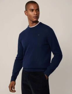 Hackett Pure Lambswool Crew Neck Jumper -Marksandspencer Sale Store pure lambswool crew neck jumper 9