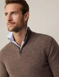 Hackett Pure Lambswool Textured Half Zip Jumper -Marksandspencer Sale Store pure lambswool textured half zip jumper 16